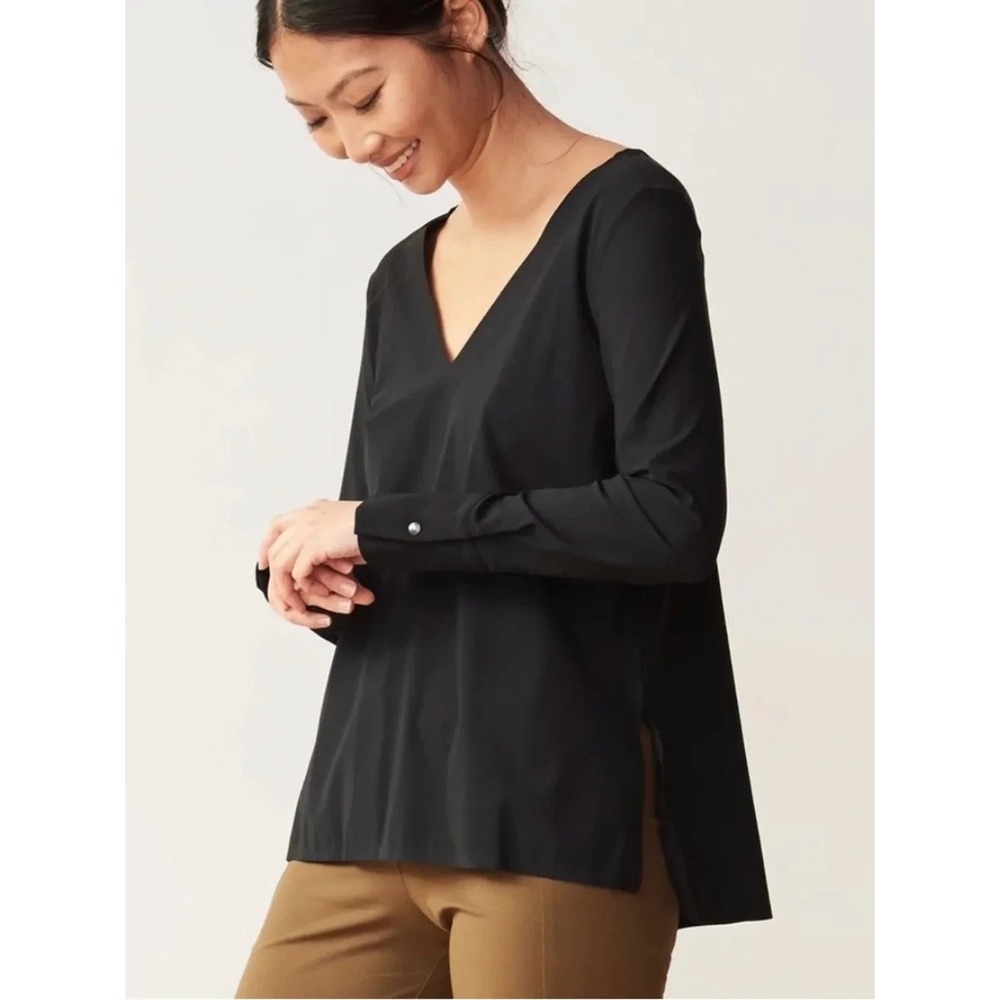 Aday Something Tailored Black Long Sleeve Blouse Size Medium